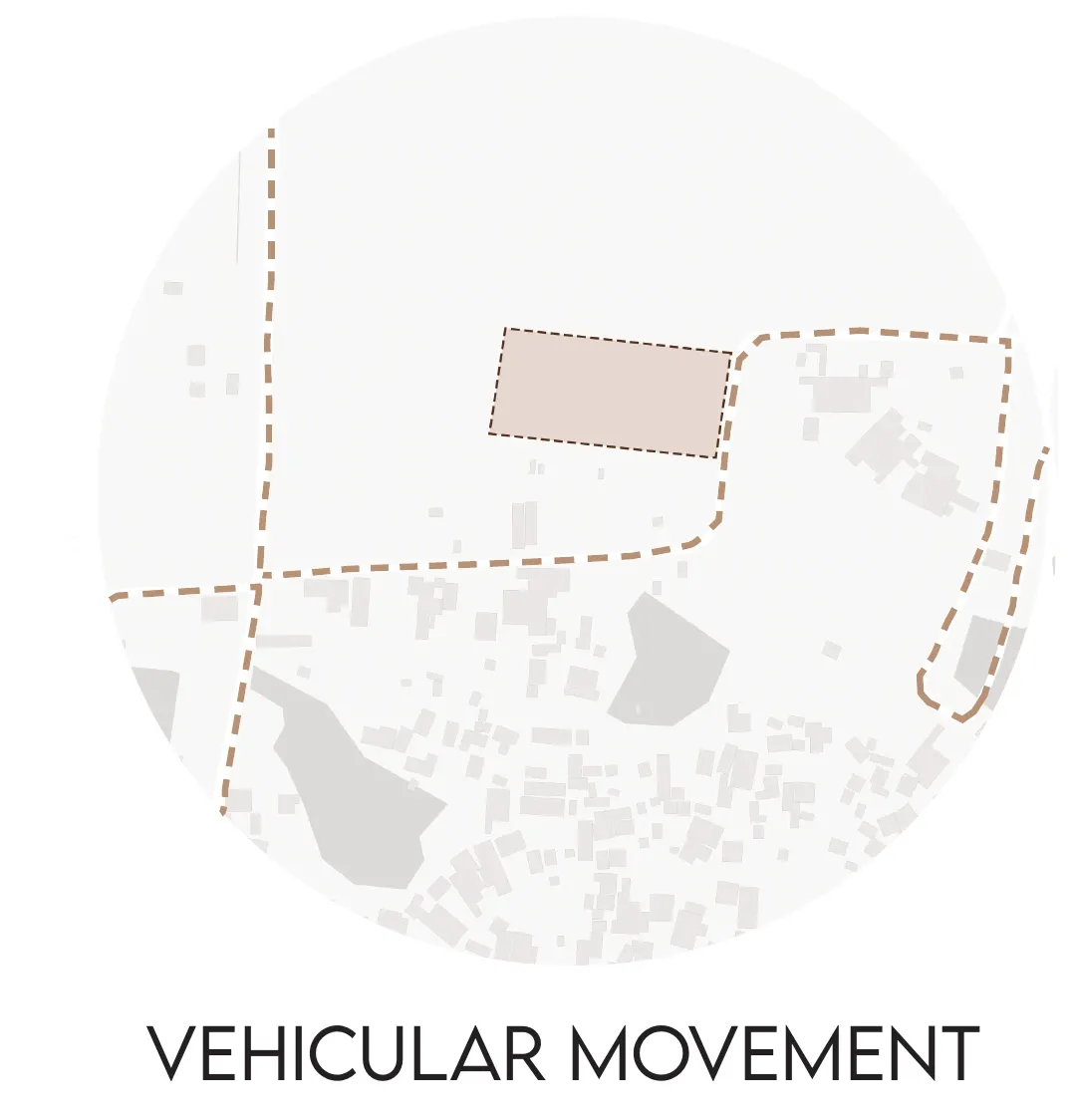 Site diagram showing vehicular routes around the school plot in Kahni
