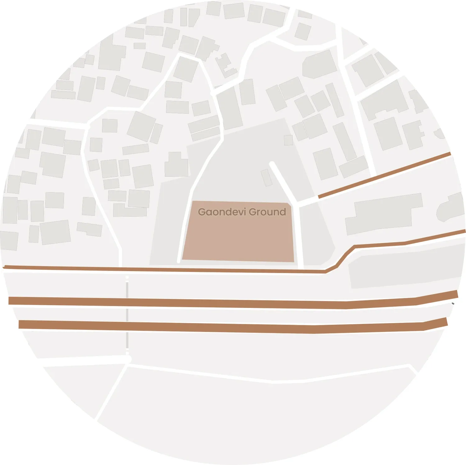 Site diagram showing vehicular roads around Gaondevi Ground