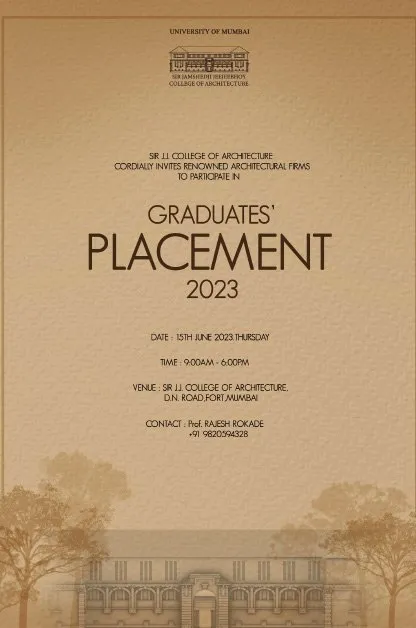 Poster for the Graduates’ Placement 2023 event with the college building in sepia