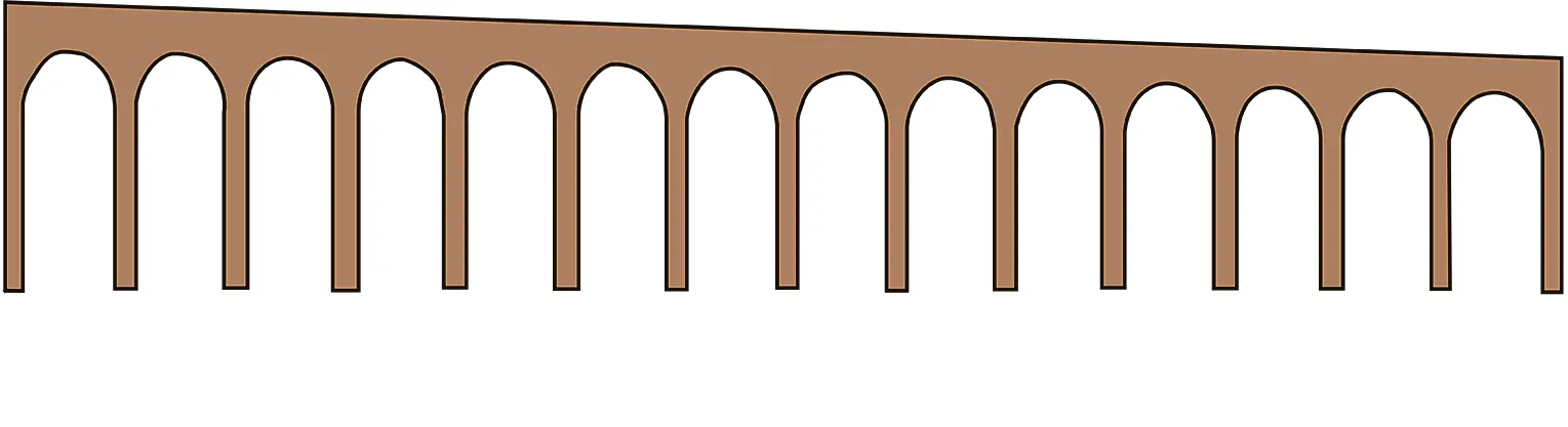 Elevation of a row of plain, evenly spaced arches