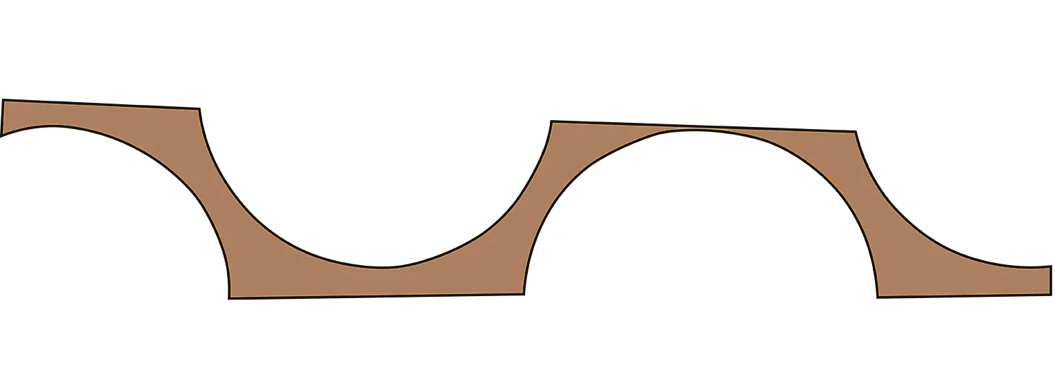 Elevation of widened arches with varied spans