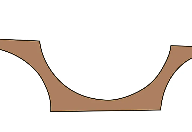 Elevation with several arches rotated out of the regular rhythm