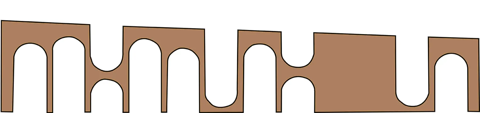 Elevation of the resolved arch screen with narrowed openings