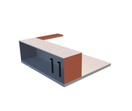Isometric drawing of the laundry stall with a folded counter